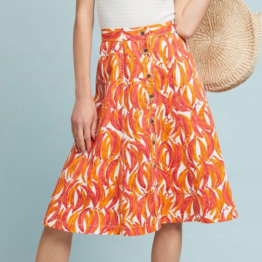 Anthropologie Banana Grove Midi Skirt